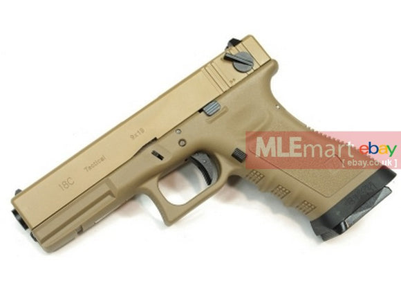 WE G18C GBB Pistol (Tan Slide, Tan Frame, Black Barrel) - MLEmart.com