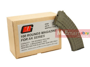 MLEmart.com - MAG 100rd Waffle Magazine for AK Series AEG (OD, 5pcs)