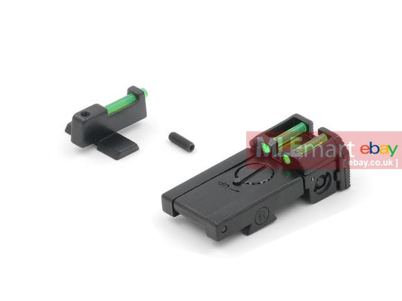 SCB Airsoft Optical Fiber Front and Rear Sight with Base for TM Marui / KJ Works Hi-Capa 5.1 GBB - MLEmart.com