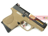 WE Metal Slide M&P Compact Semi-Auto Force GBB (Black Slide/Gold Barrel/Tan Frame) - MLEmart.com