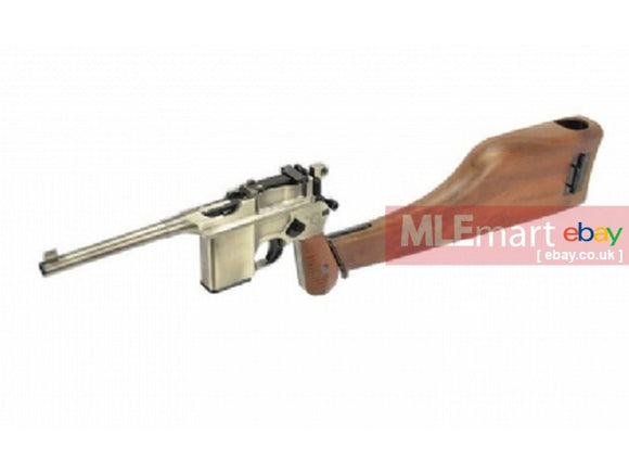 WE WE712 GBB Pistol with Imitation wood Holster Stock (Silver) - MLEmart.com